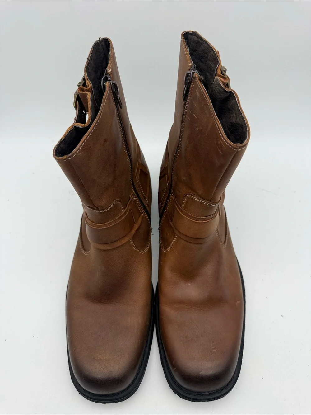 BRAND NEW NATHA STUDIO COACH 207 SZ 10 Men's Leather Zip-Up Biker Boots Brown